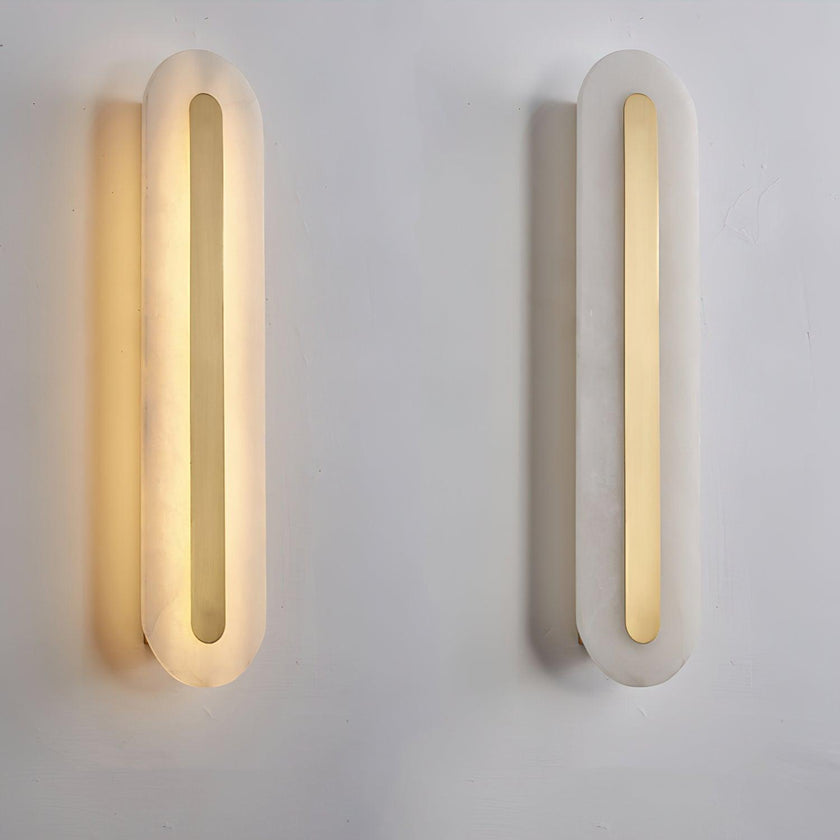 Alabaster Rounded Brass Wall Sconce
