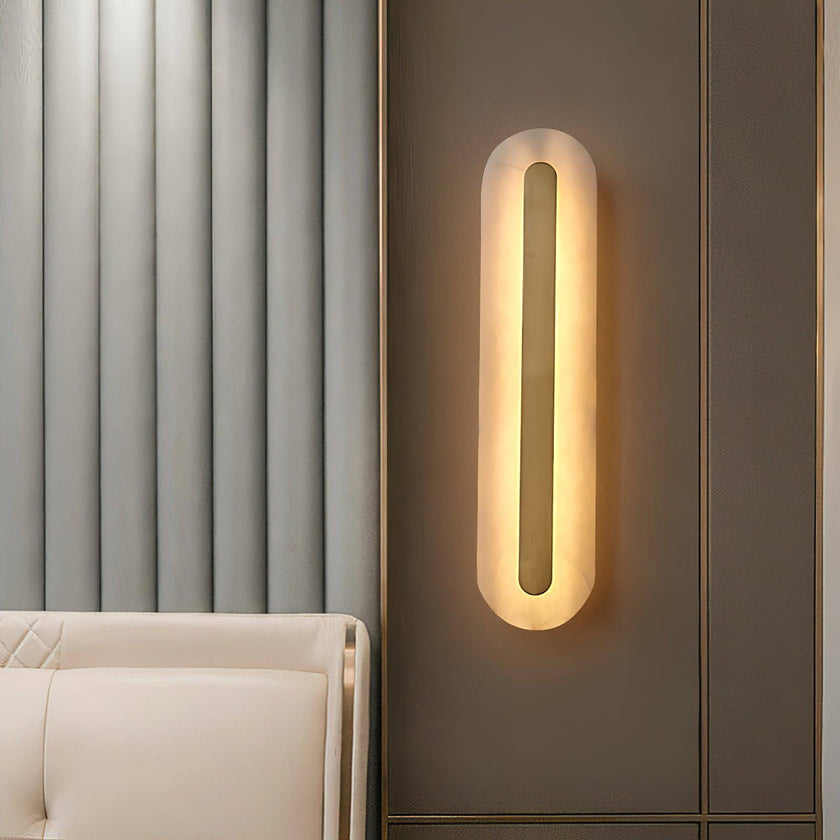 Alabaster Rounded Brass Wall Sconce