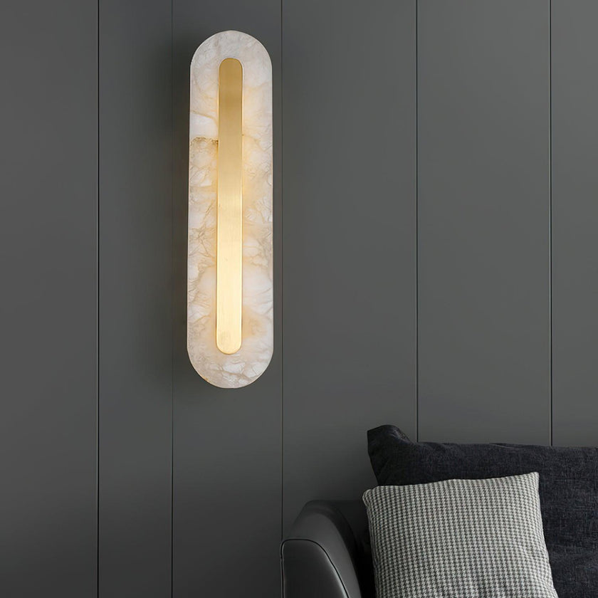Alabaster Rounded Brass Wall Sconce