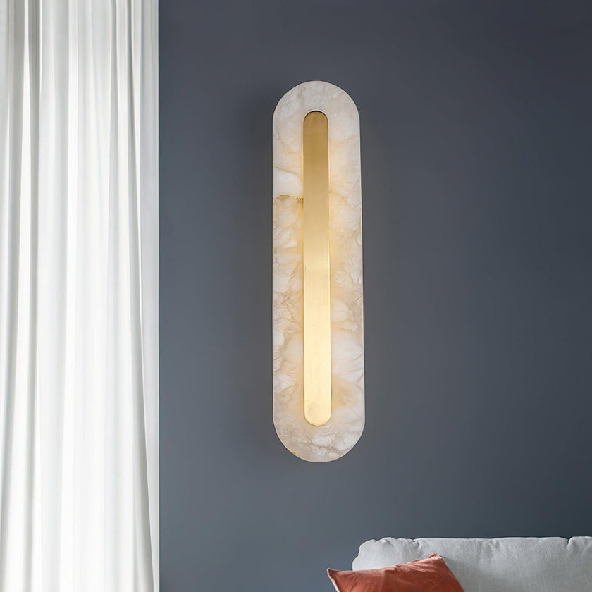 Alabaster Rounded Brass Wall Sconce