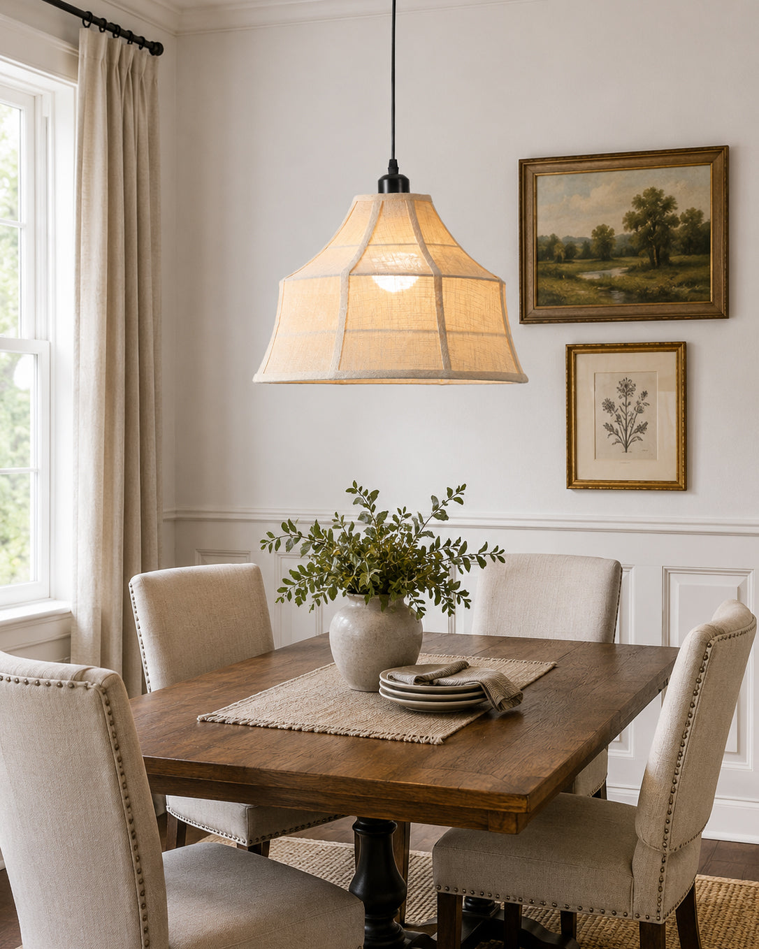 Calvrane Linen Bell Pendant Light