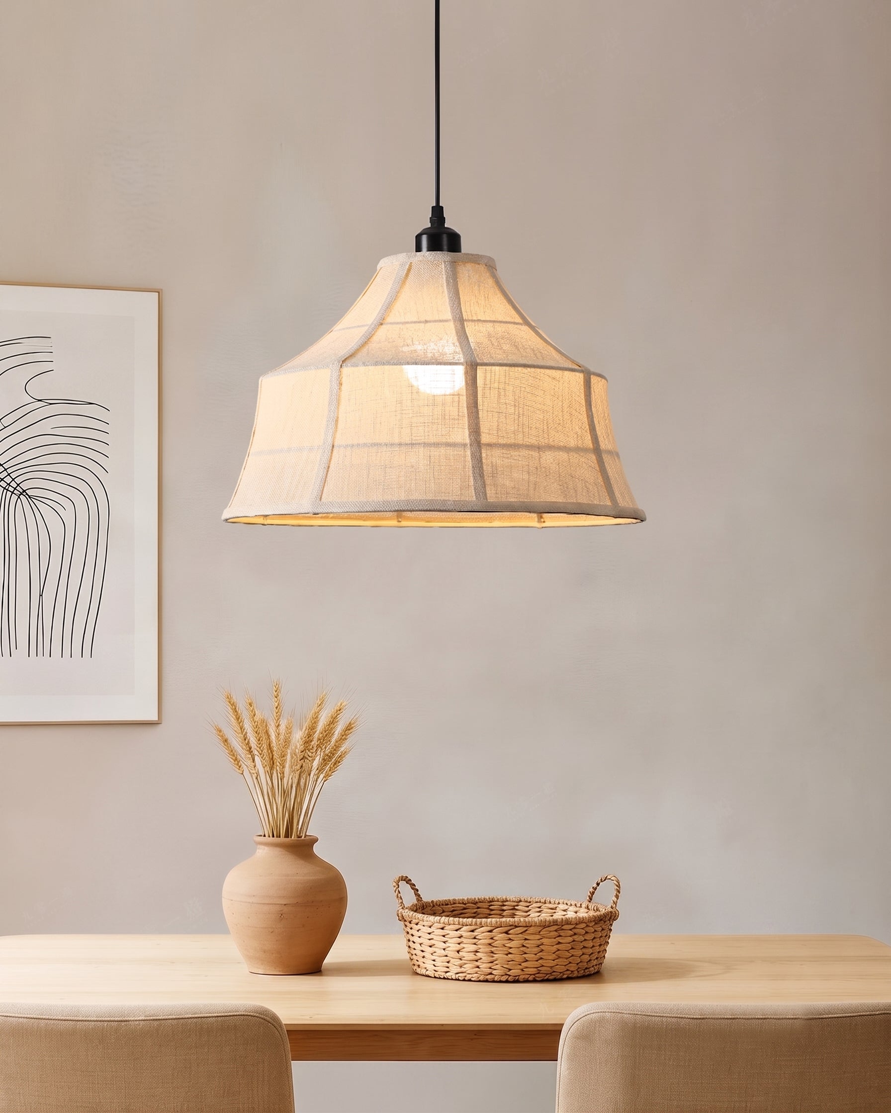 Calvrane Linen Bell Pendant Light