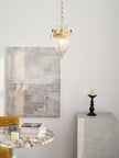 Art Deco Brass Crystal Pendant Lamp