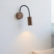 Wood Cylinder Curved Arm Wall Sconce