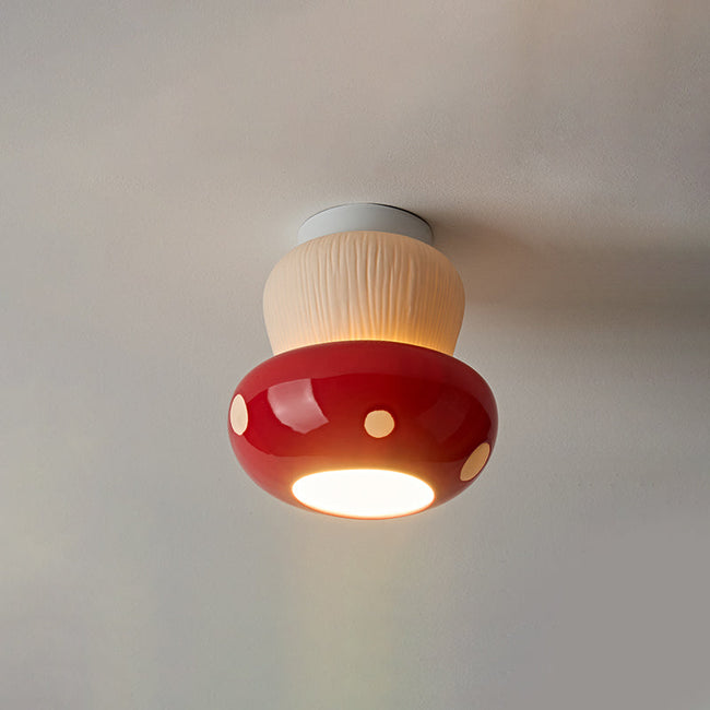 Ceramic Toadstool Flush Mount Light
