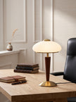 Calvrane Walnut Wood and Glass Table Lamp