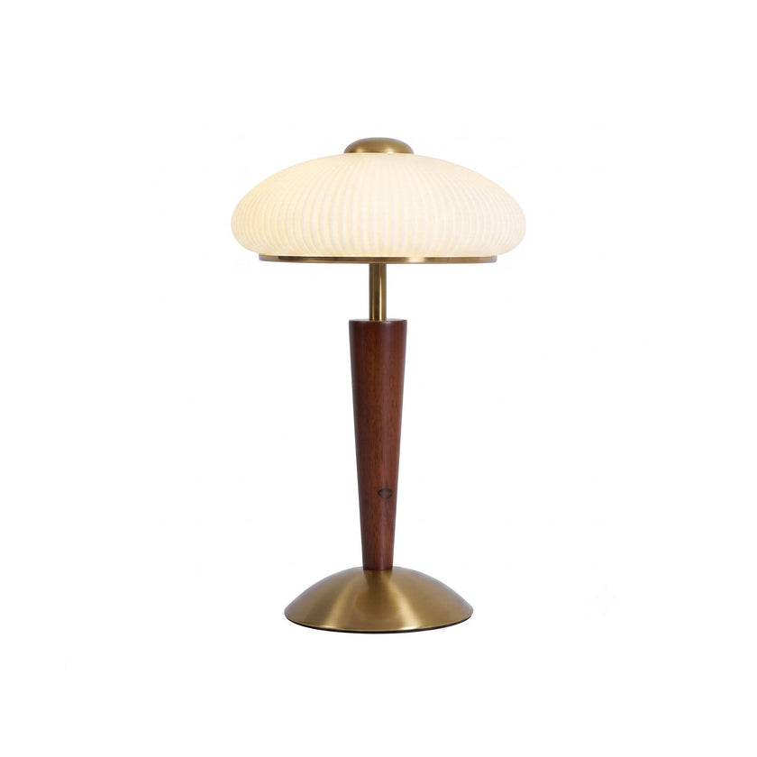 Calvrane Walnut Wood and Glass Table Lamp