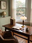 Calvrane Walnut Wood and Glass Table Lamp