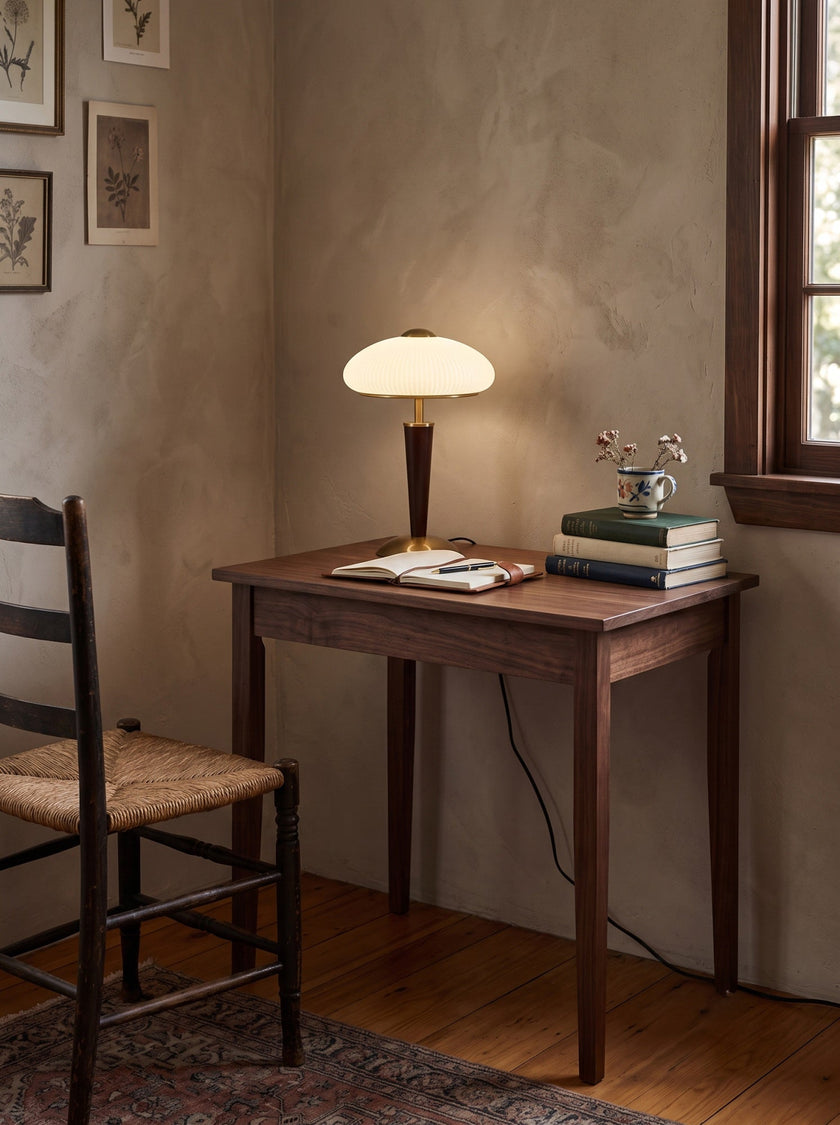 Calvrane Walnut Wood and Glass Table Lamp