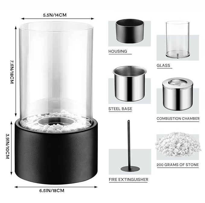 Modern Glass Cylinder Ethanol Oil Lamp