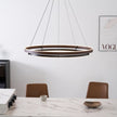 Dimmable Mid-century Double-Ring Walnut LED Chandelier