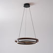 Dimmable Mid-century Double-Ring Walnut LED Chandelier