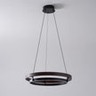 Dimmable Mid-century Double-Ring Walnut LED Chandelier