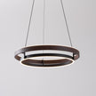 Dimmable Mid-century Double-Ring Walnut LED Chandelier