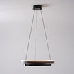 Dimmable Mid-century Double-Ring Walnut LED Chandelier