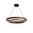 Dimmable Mid-century Double-Ring Walnut LED Chandelier