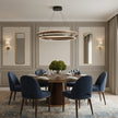 Dimmable Mid-century Double-Ring Walnut LED Chandelier