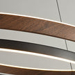 Dimmable Mid-century Double-Ring Walnut LED Chandelier