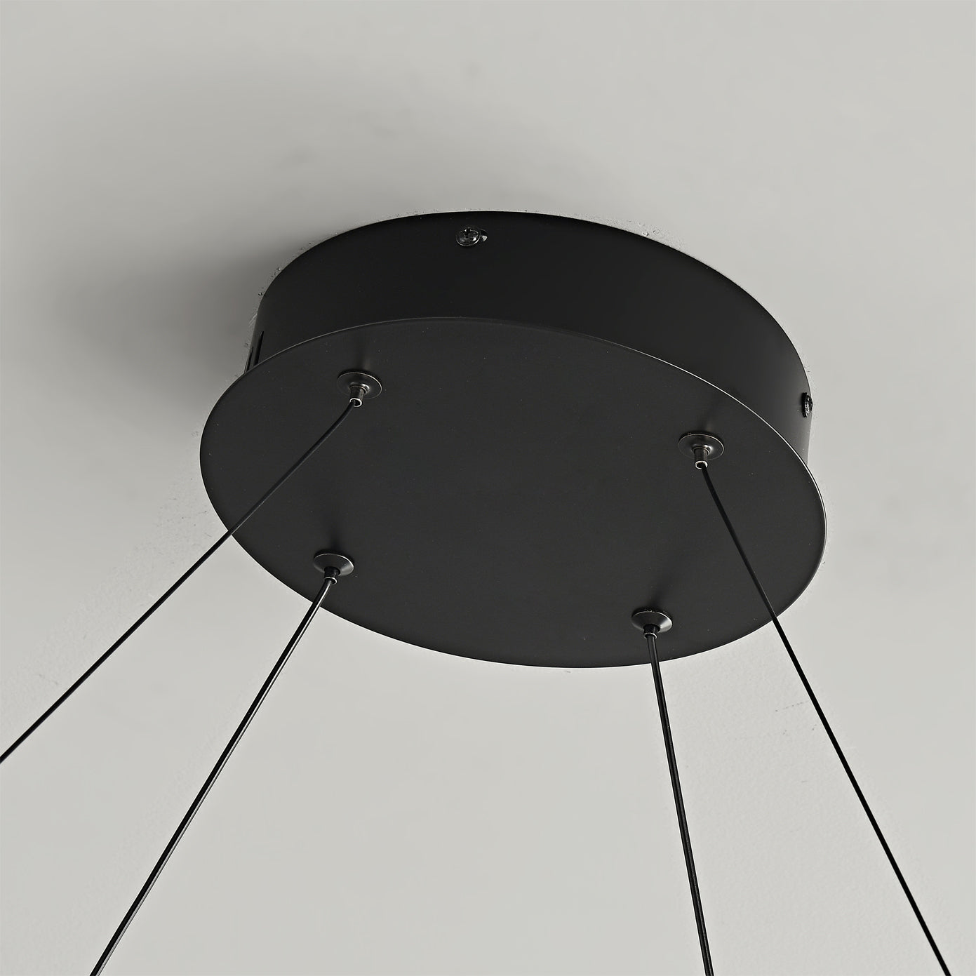 Dimmable Mid-century Double-Ring Walnut LED Chandelier