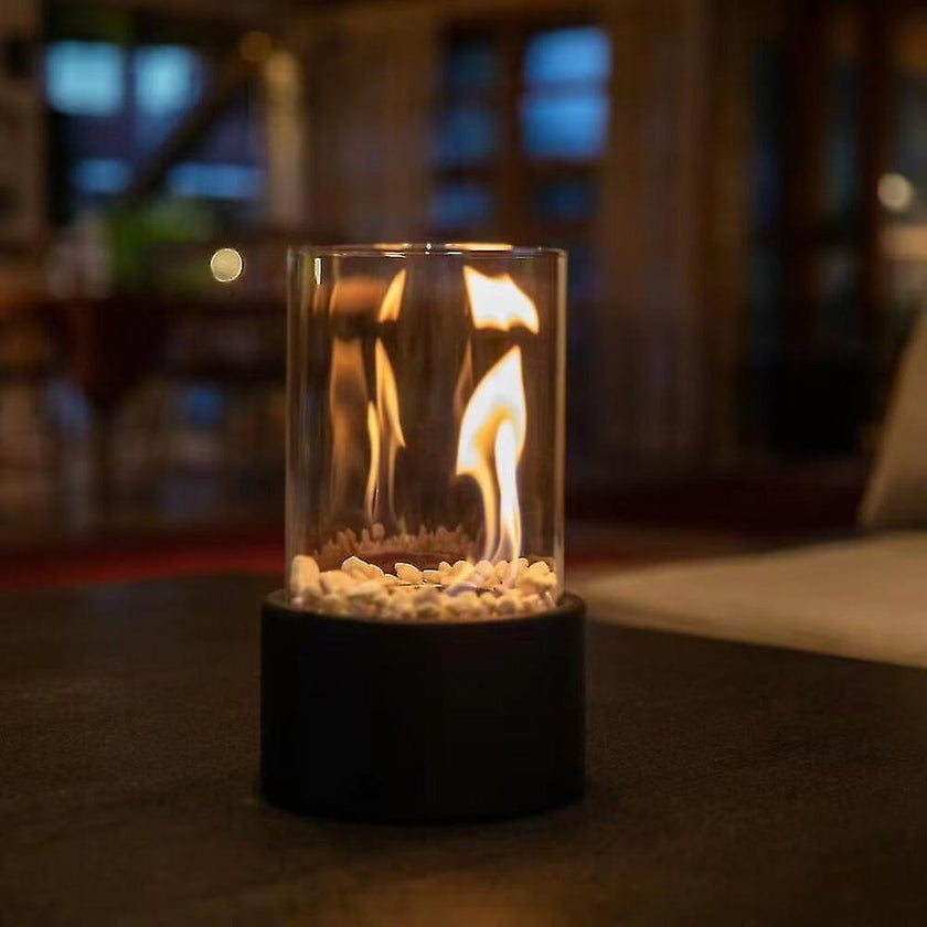 Modern Glass Cylinder Ethanol Oil Lamp