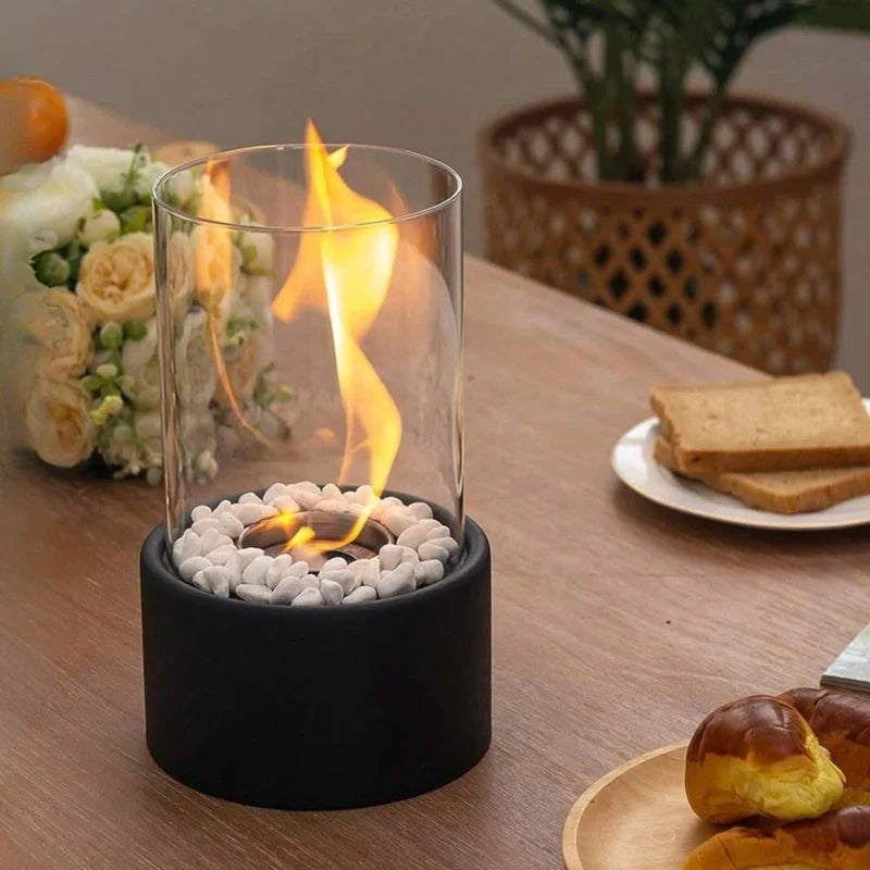 Modern Glass Cylinder Ethanol Oil Lamp