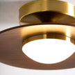 Mid-century Compact Walnut LED Flush Mount Ceiling Lamp