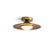 Mid-century Compact Walnut LED Flush Mount Ceiling Lamp