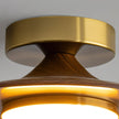 Mid-century Compact Walnut LED Flush Mount Ceiling Lamp