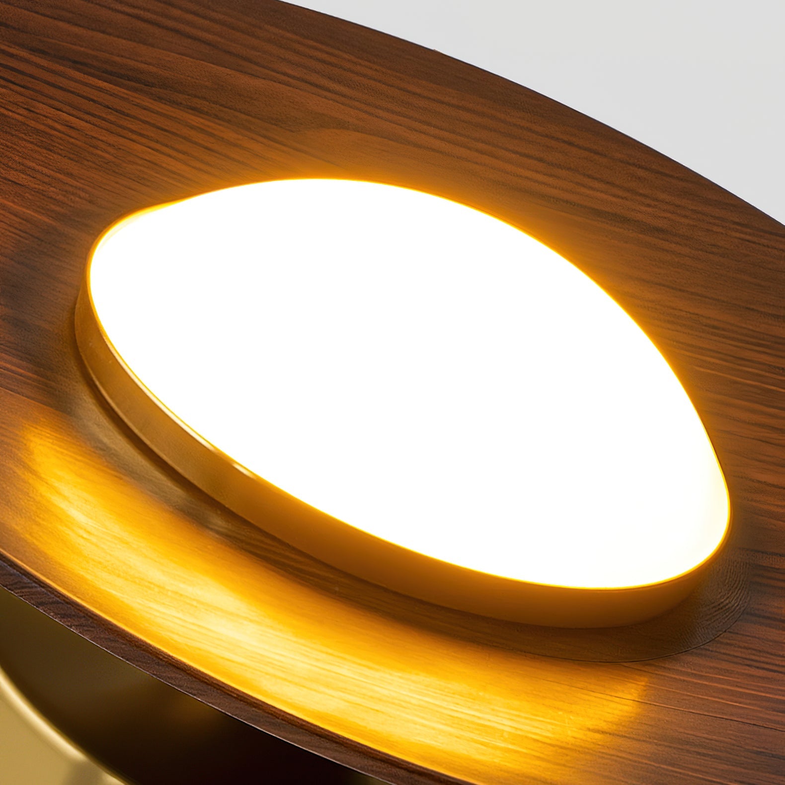 Mid-century Compact Walnut LED Flush Mount Ceiling Lamp
