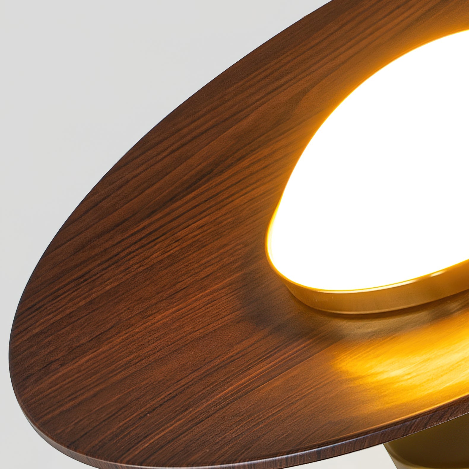 Mid-century Compact Walnut LED Flush Mount Ceiling Lamp