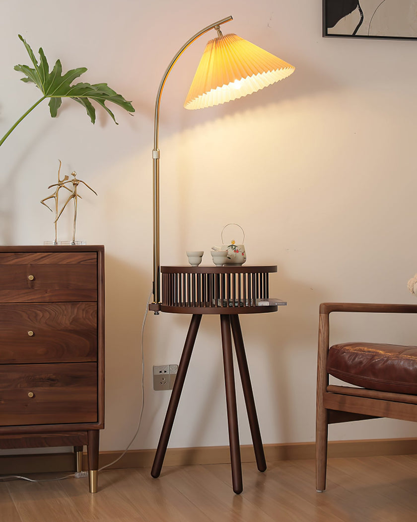 Calvrane Wooden Fabric Shade Floor Lamp