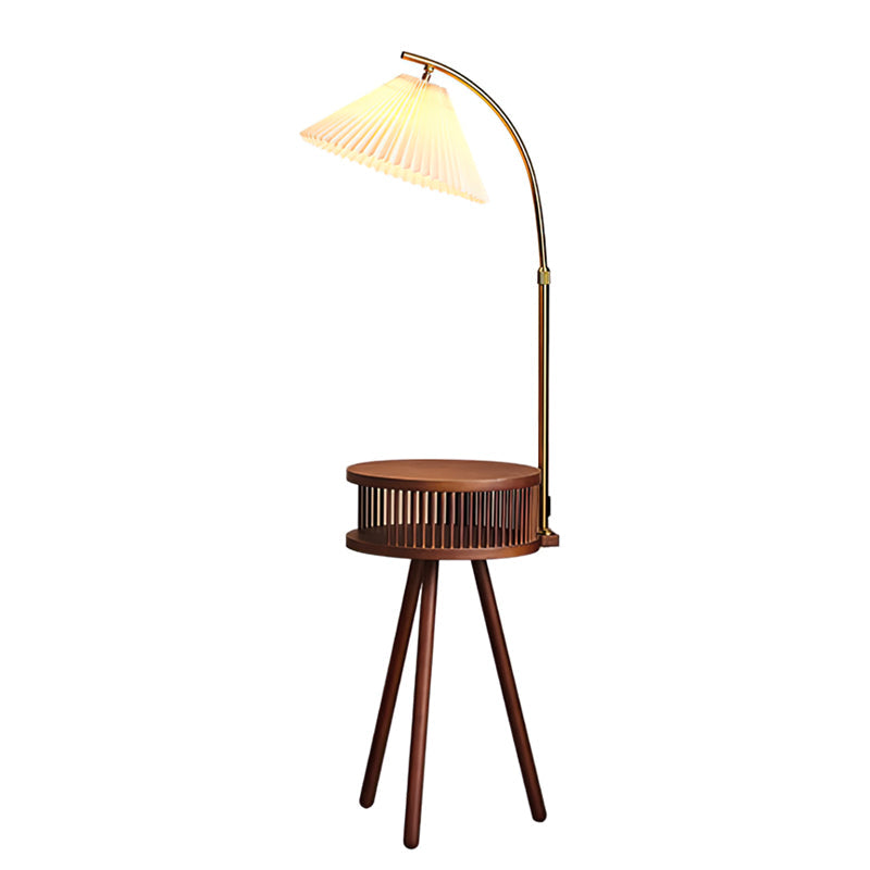 Calvrane Wooden Fabric Shade Floor Lamp