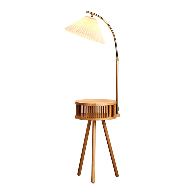 Calvrane Wooden Fabric Shade Floor Lamp