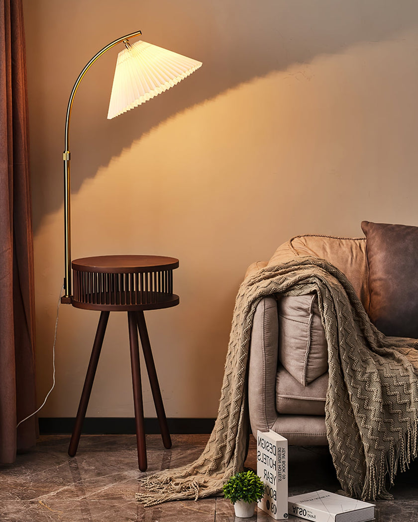 Calvrane Wooden Fabric Shade Floor Lamp