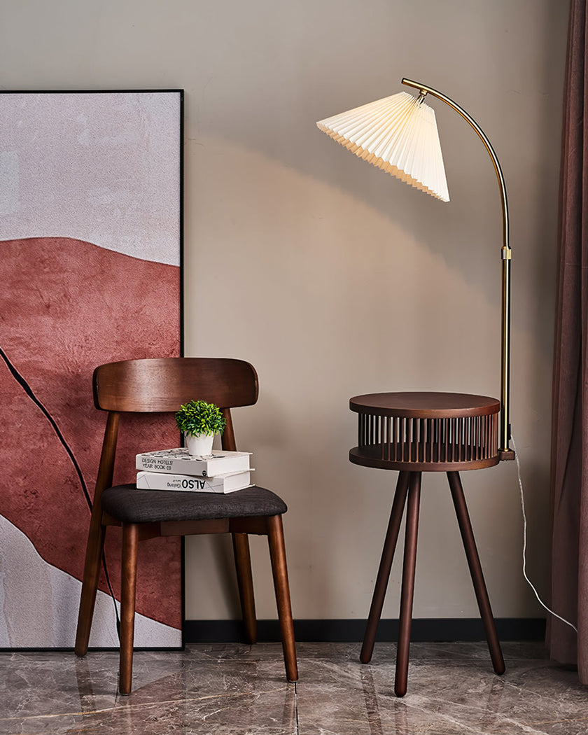 Calvrane Wooden Fabric Shade Floor Lamp