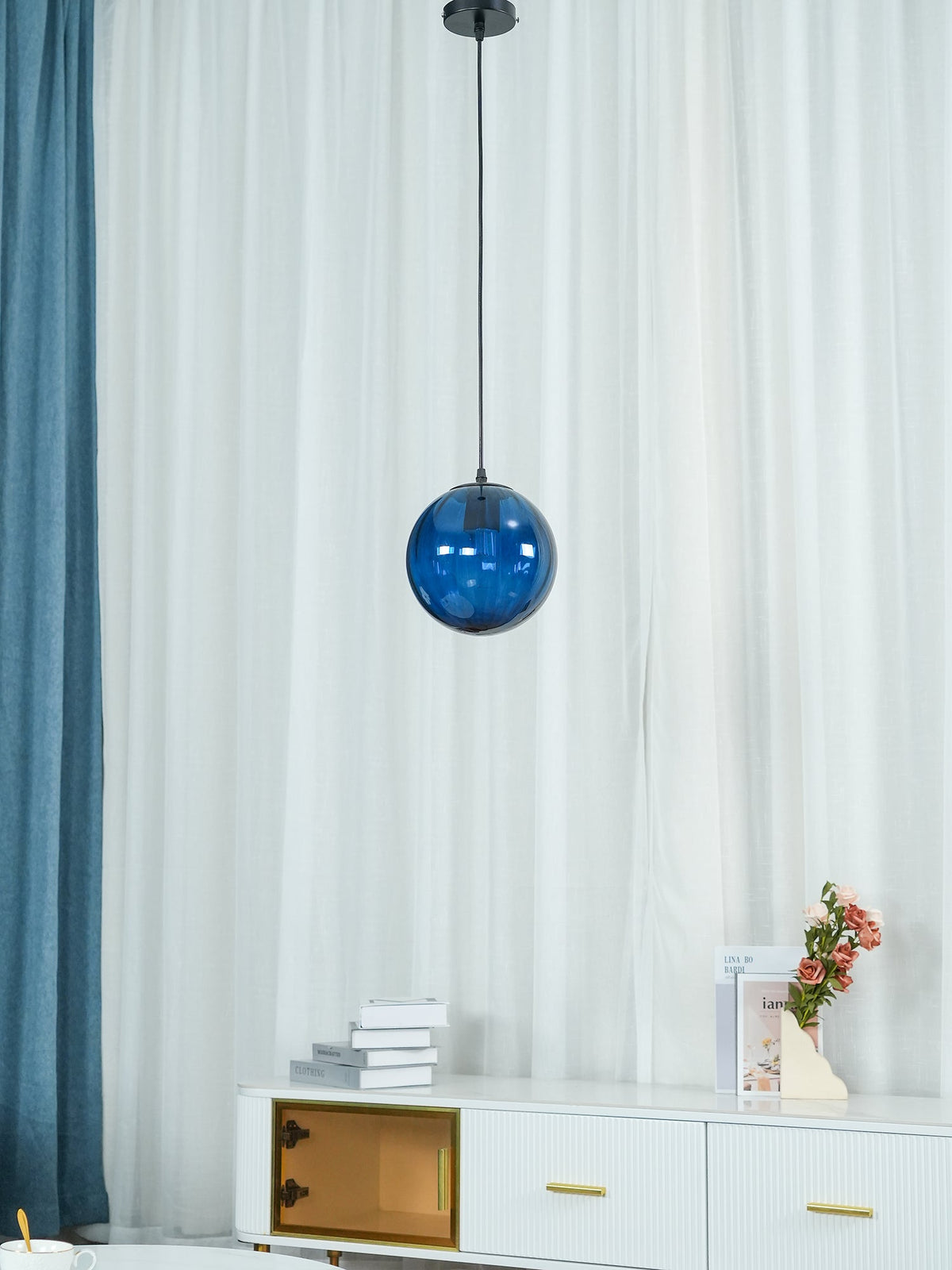 Blown Glass Globe Monk-Cap Pendant