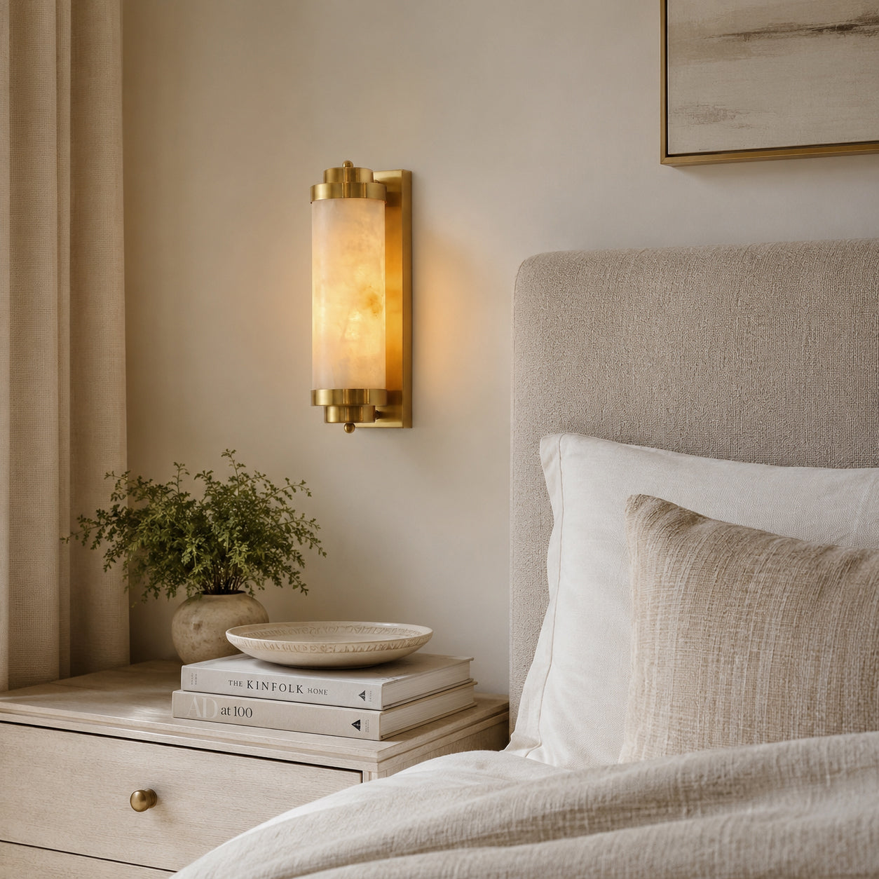 Calvrane Alabaster Cylinder Wall Sconce