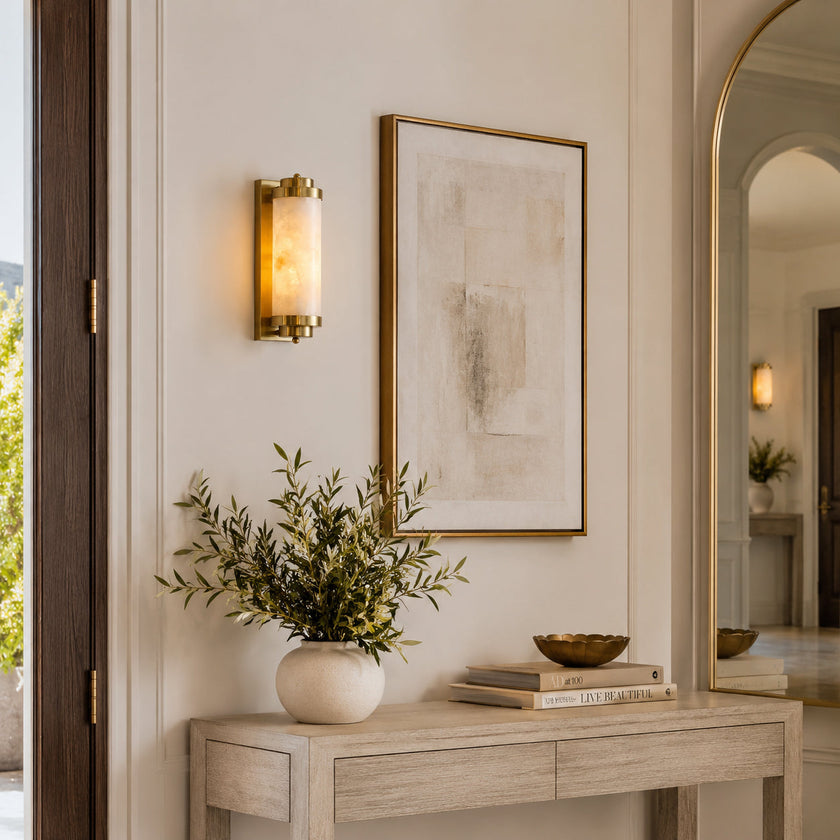 Calvrane Alabaster Cylinder Wall Sconce