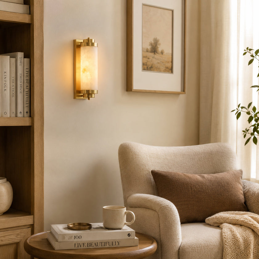 Calvrane Alabaster Cylinder Wall Sconce