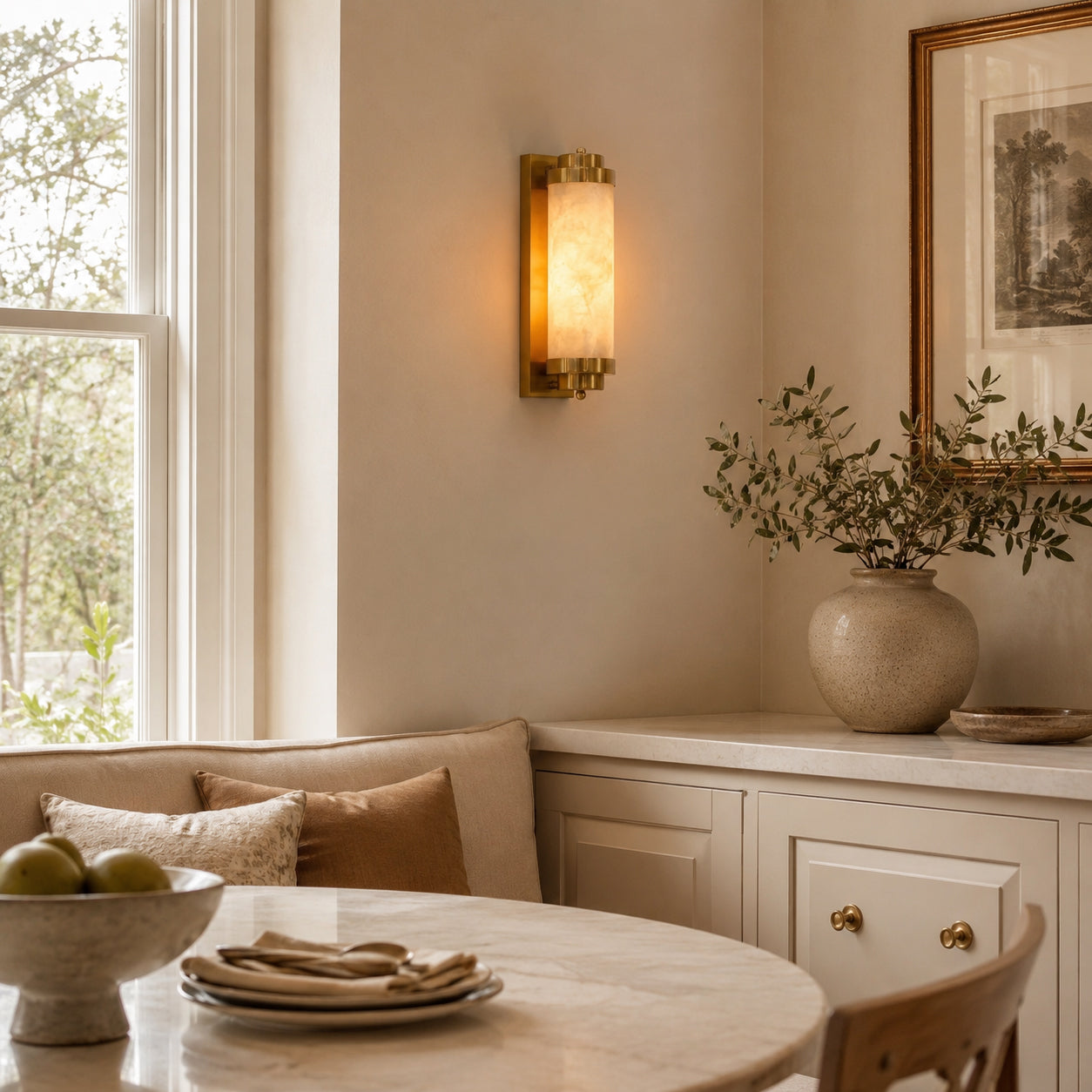 Calvrane Alabaster Cylinder Wall Sconce