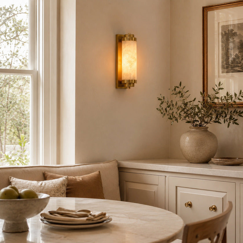 Calvrane Alabaster Cylinder Wall Sconce