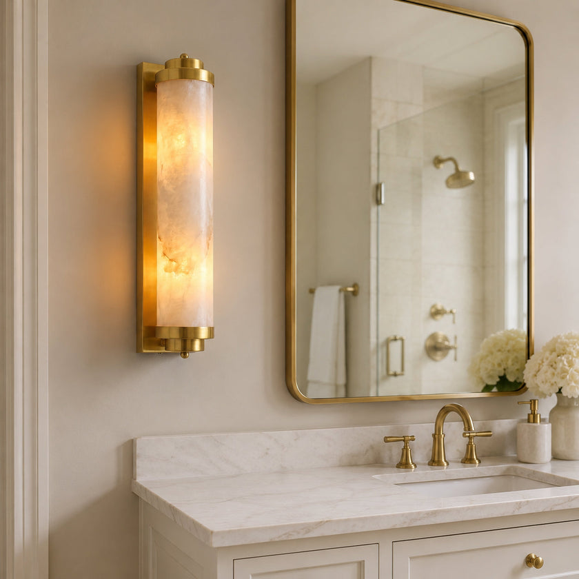 Calvrane Alabaster Cylinder Wall Sconce
