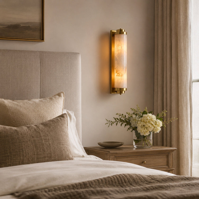Calvrane Alabaster Cylinder Wall Sconce