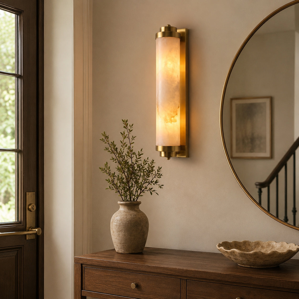Calvrane Alabaster Cylinder Wall Sconce