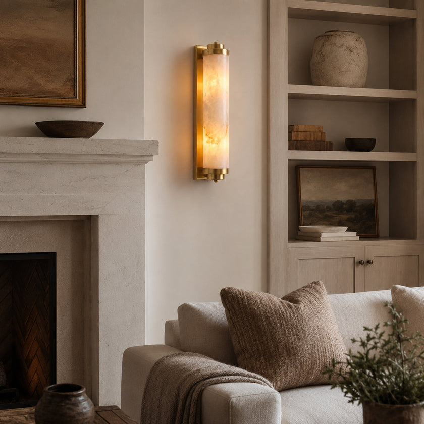 Calvrane Alabaster Cylinder Wall Sconce