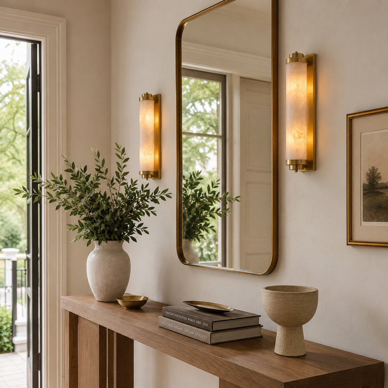 Calvrane Alabaster Cylinder Wall Sconce