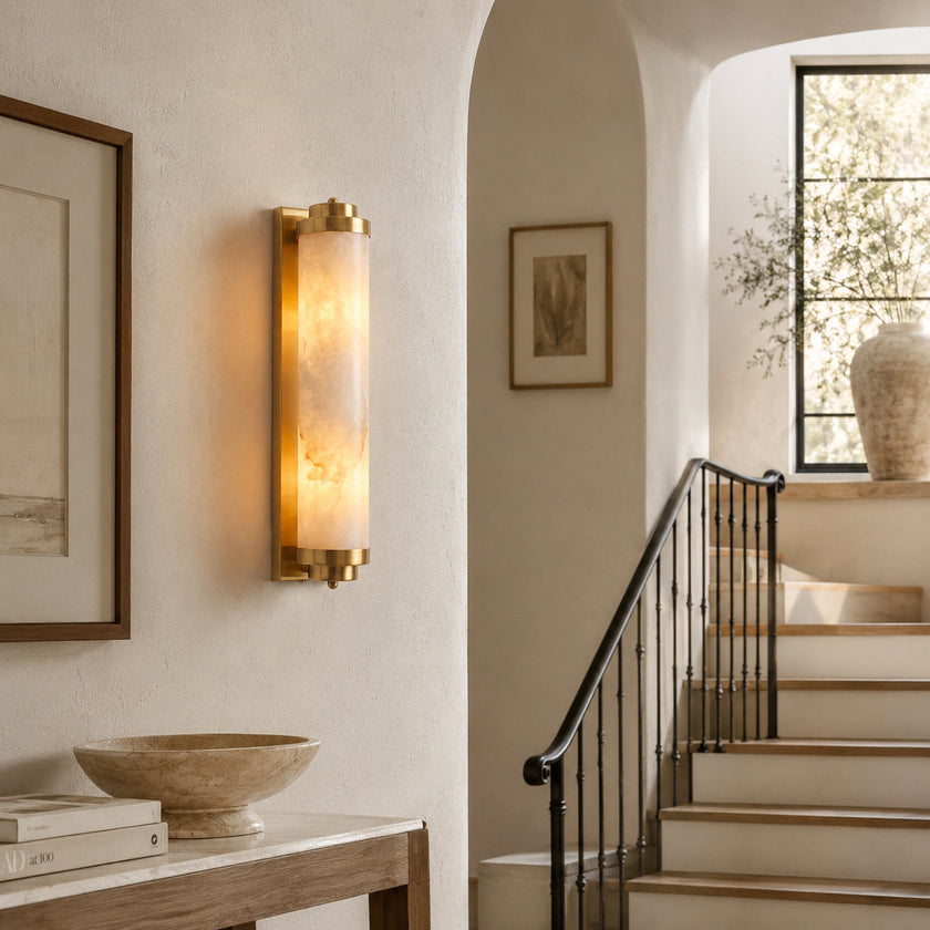 Calvrane Alabaster Cylinder Wall Sconce