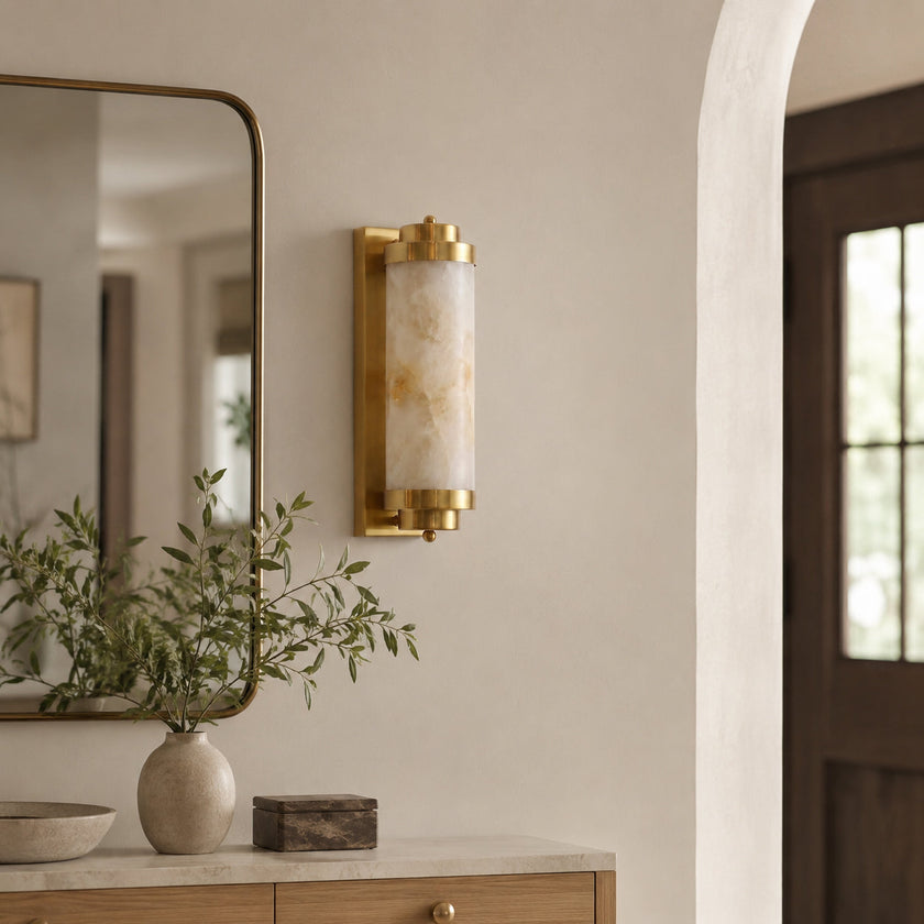 Calvrane Alabaster Cylinder Wall Sconce