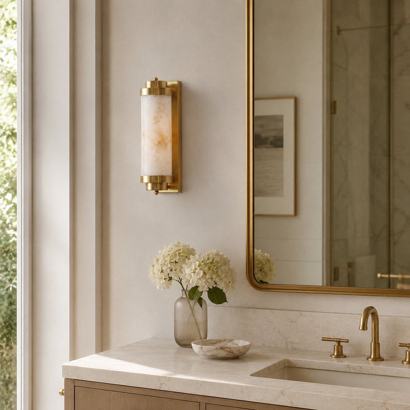 Calvrane Alabaster Cylinder Wall Sconce