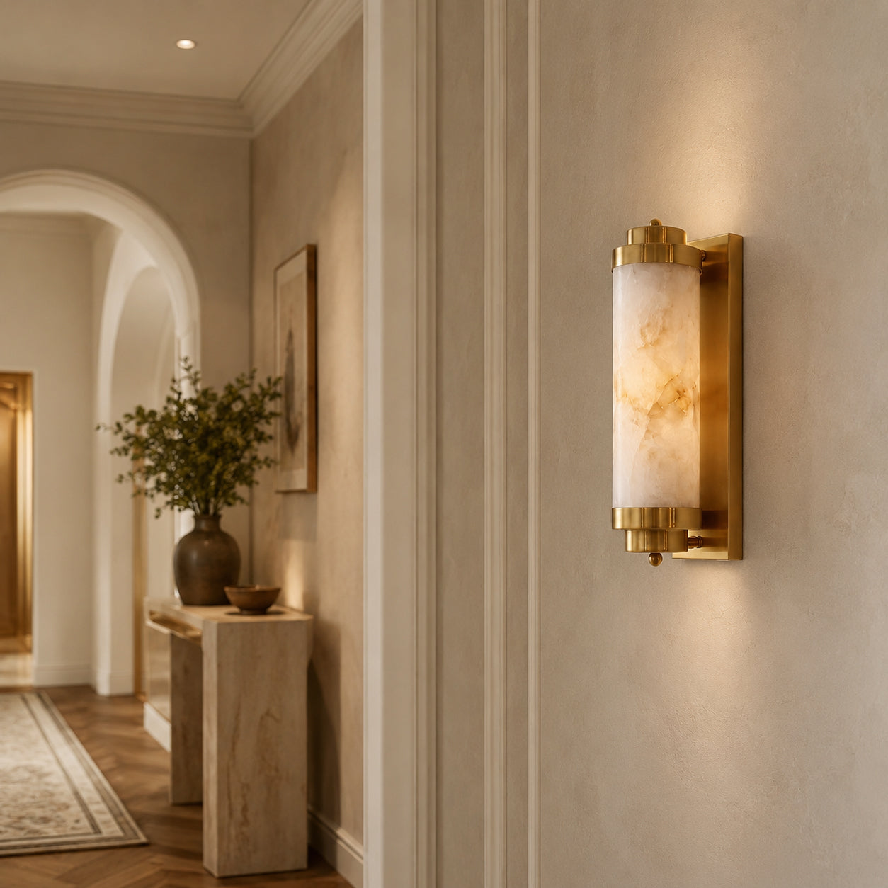 Calvrane Alabaster Cylinder Wall Sconce